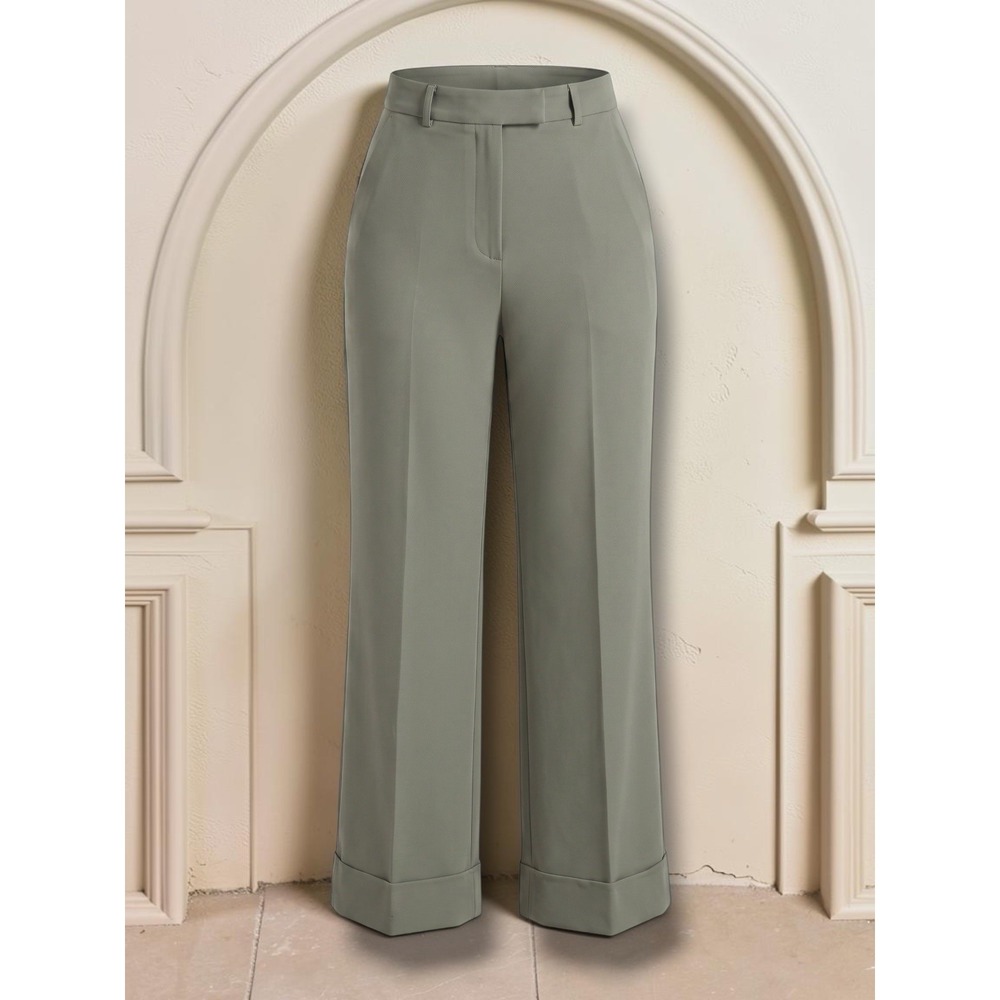 Abercrombie & Fitch Sloane High Rise Wide Leg Cuffed Pant Sage Green 6L 28